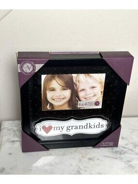 New View I Love My Grandkids 4x6 Photo Frame Black Wall or Tabletop NIB